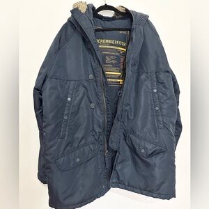 Abercrombie & Fitch Jacket Adult XL Navy Blue Hooded Zip Up Mens AF4470